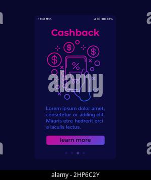 Cashback banner design with line icon, vector Stock Vector