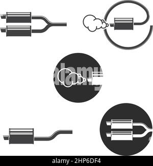 Exhaust pipe car muffler silencer icon black color vector illustration ...