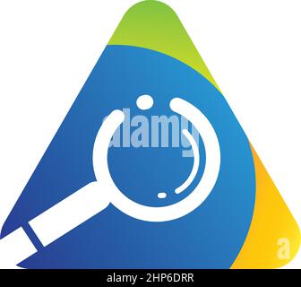 magnifier triangle  icon vector illustration design Stock Vector