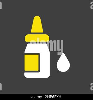 Eye drops vector icon on dark background. Nasal drops Stock Vector