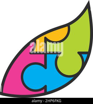 abstract  colorfull leaf puzzle  icon illustration  design Stock Vector