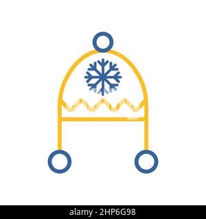 Winter hat cap with snowflake and pompom icon Stock Vector