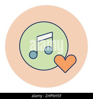 Musical note icon and favorite, like symbol Stock Vector