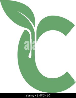 Letter C icon leaf design concept template Stock Vector