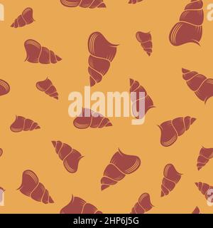 Animal Icon. Snail Logo Isolated on Orange Background. Seamless Pattern. Stock Vector