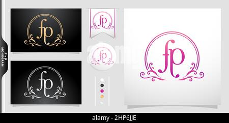 FP monogram circle frame Stock Vector