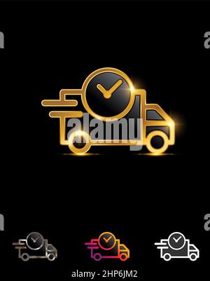 Golden On Time Delivery Vehicle Icon Stock Vector