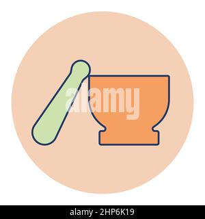 Mortar and Pestle vector icon. Kitchen appliance Stock Vector