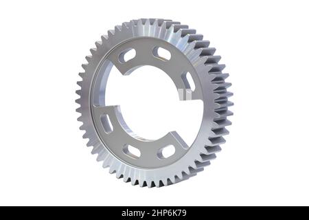 Silver metal cog on white background with shadow Stock Photo - Alamy