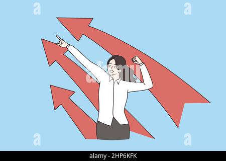 Happy businesswoman celebrate business or career success Stock Vector