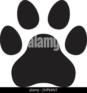 Paw print icon vector cat and dog footprint symbol in a black isolated in a glyph pictogram illustration Stock Vector