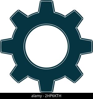 Gear or cogwheel Symbol on isolated white background. Stock Vector