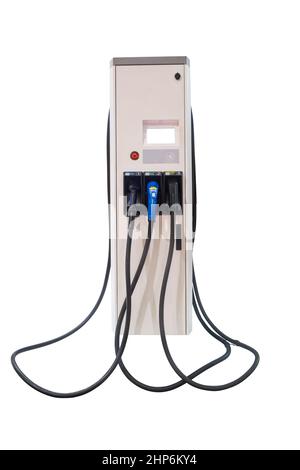 Electric charger machine for EV car, isolated on white background Stock Photo