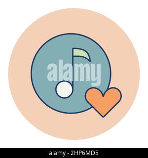 Musical note icon, music icon with heart sign Stock Vector