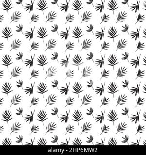 Black and white tropical palm leaves seamless pattern. Vector illustration. Stock Vector