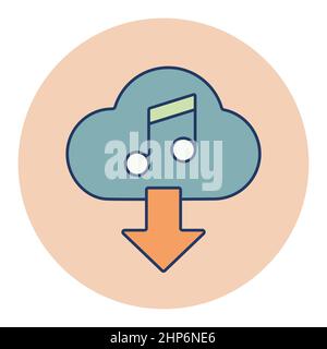 Cloud download music icon vector icon Stock Vector