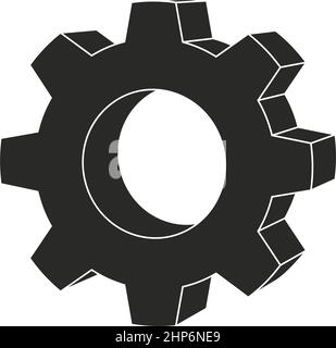 Gear or cogwheel in 3D on isolated white background. Stock Vector