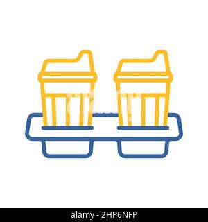 Two glasses of coffee in the stand vector icon Stock Vector