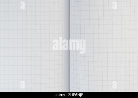 Open school notebook with empty checkered pages. Education concept. Copy space Stock Photo