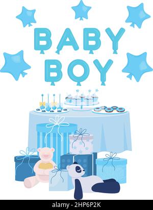 Baby shower festive board semi flat color vector object Stock Vector