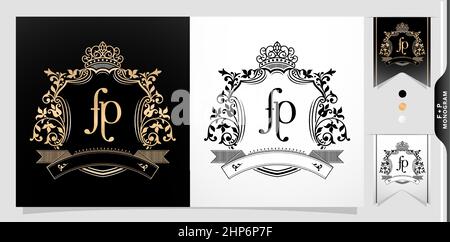 FP monogram Insignia Badge Stock Vector