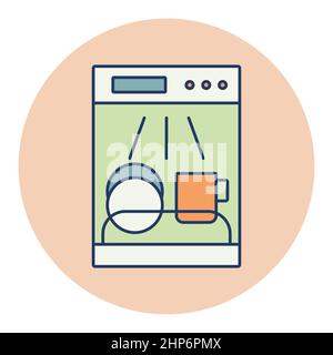 Dishwasher vector icon. Electric kitchen appliance Stock Vector