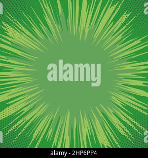 Explode Flash, Cartoon Explosion, Star Burst Isolated on Green Background. Stock Vector