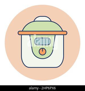 Slow cooking crock pot vector icon Stock Vector