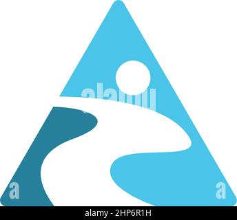 River icon logo flat design template Stock Vector