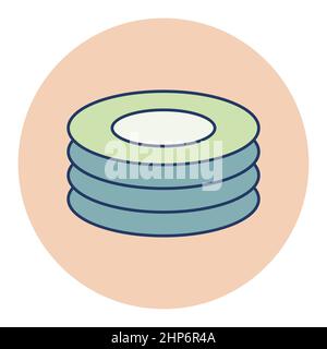 Plates, dishes vector icon. Kitchen appliance Stock Vector