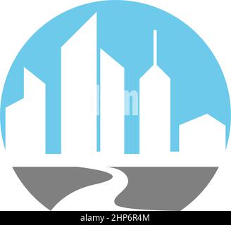 River icon logo flat design template Stock Vector
