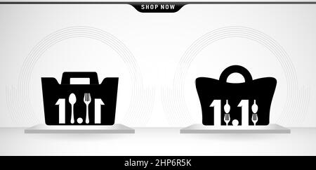 set of labels for sale, illustration of Food bag 11.11 sale, 11.11 Online sale with gray backgrounds for poster or flyer, social media banner, web banner online shop, Cafe, bistro, restaurant. Stock Vector