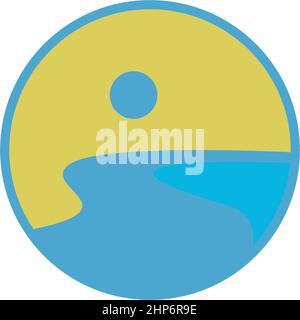 River icon logo flat design template Stock Vector