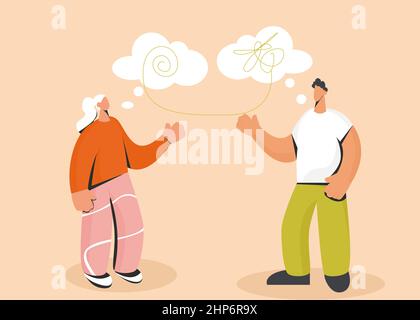Psychologist and client communicate unravel complex situations Stock Vector