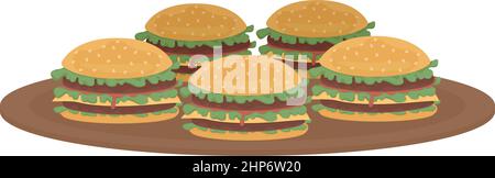 Burgers semi flat color vector object Stock Vector