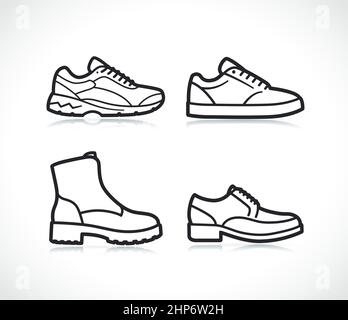 shoes thin line icon set Stock Vector