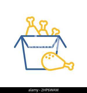Fried chicken in the box vector icon Stock Vector