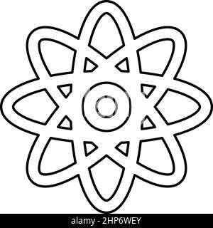 Atom molecular sign contour outline icon black color vector illustration flat style image Stock Vector