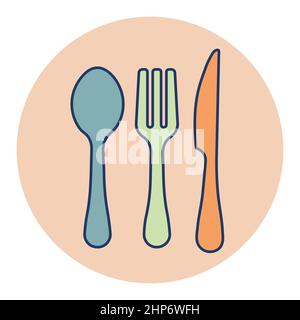 Spoon fork and knife vector icon Stock Vector