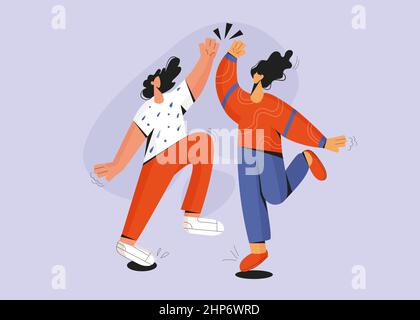 Happy people give high five celebrate success Stock Vector