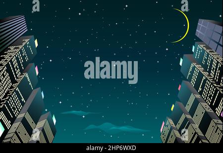 City skyscrapers at night Stock Vector