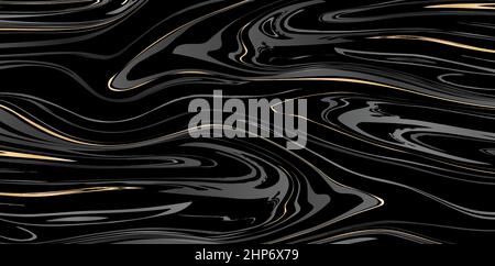 black and gold silk fabric background. Marble or ink black and gold abstract texture background with luxury style design. for design covers, presentation, invitation, flyers, poster, fabric print. Stock Vector