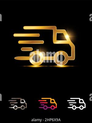 Golden Delivery Truck Vector Sign Stock Vector