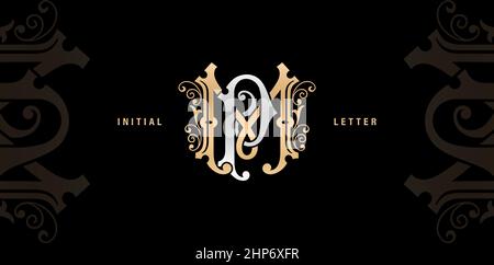 MP monogram classic style Stock Vector