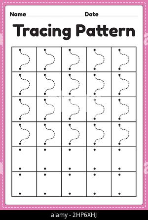 tracing pattern sleeping and standing lines worksheet for kindergarten preschool and montessori school kids to improve handwriting practice activitie stock vector image art alamy