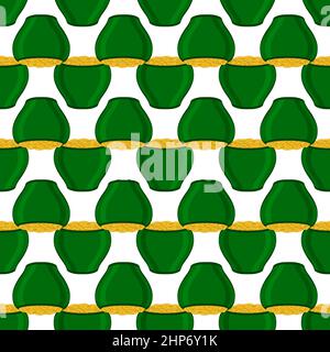 Illustration on theme Irish holiday St Patrick day, seamless pot of coins Stock Vector