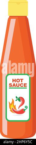 bottle chilli sauce icon vector illustration design template Stock Vector