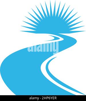 River icon logo flat design template Stock Vector