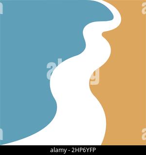 River icon logo flat design template Stock Vector