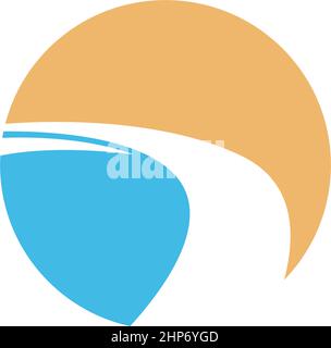 River icon logo flat design template Stock Vector